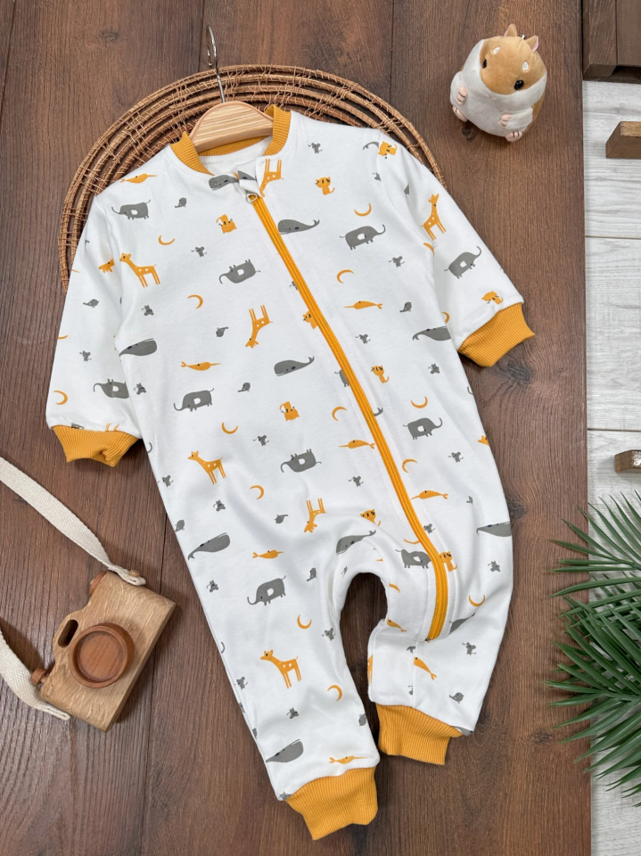 Safari Baskılı %100 Pamuk  İçi Astarlı Unisex Bebek Uyku Tulumu